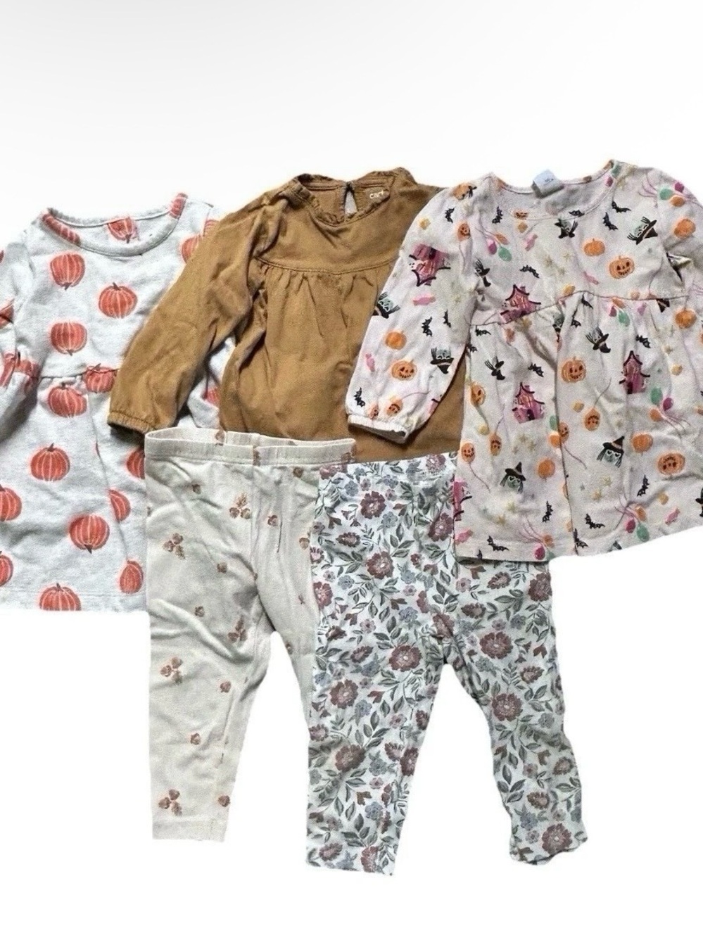 Toddler Girl Fall Clothing Pumpkin Halloween Dresses Leggings Size 9-12 Months